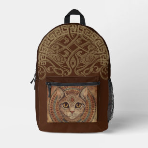 Vintage, Antique Cat, Ancient Greece Style,Brown Printed Backpack