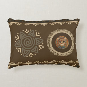 Vintage, Antique Cat, Ancient Motif Art Accent Pillow