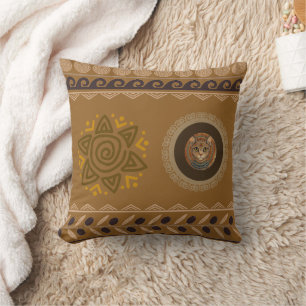 Vintage, Antique Cat, Ancient Motif Art Throw Pill Pillow