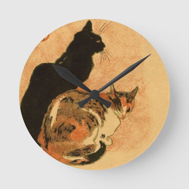 Vintage Antique Cats Theophile Steinlen Animals Round Clock (Front)