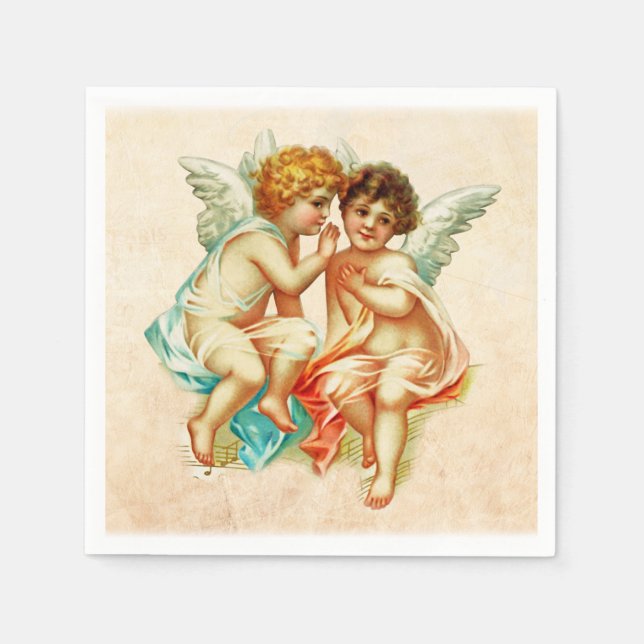 Vintage Antique Cherub Angels Illustration Napkin (Front)