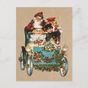 Vintage Antique Christmas Santa Claus Kraft Brown Holiday Postcard