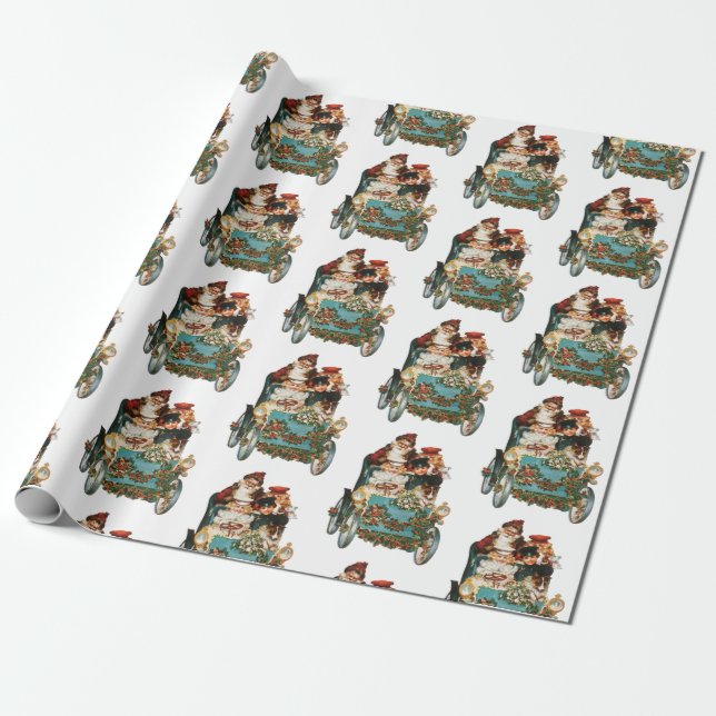 Vintage Antique Christmas Santa Claus Wrapping Paper (Unrolled)
