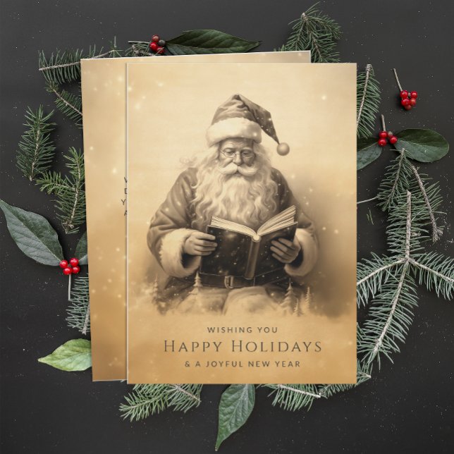 Vintage Antique Classic Santa Customized Christmas Holiday Card (Creator Uploaded)