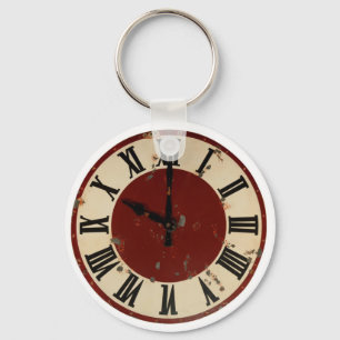 Vintage Antique Clock Face Distressed Keychain