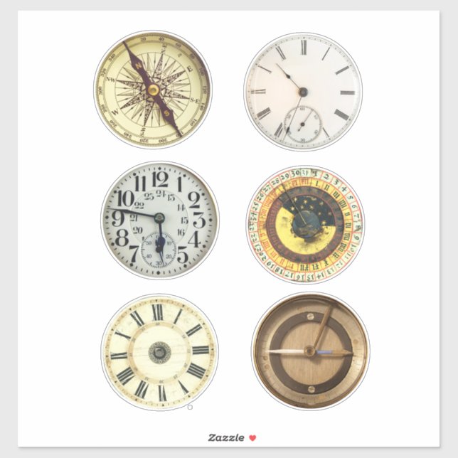 Vintage Antique Compass Clock Faces (Sheet)