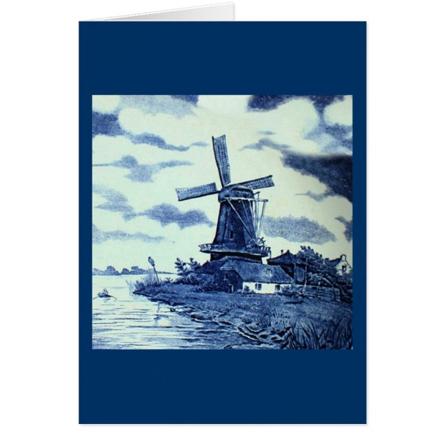 Vintage Antique Delft Blue Tile - Windmill (Front)
