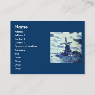 Vintage Antique Delft Blue Tile - Windmill Business Card