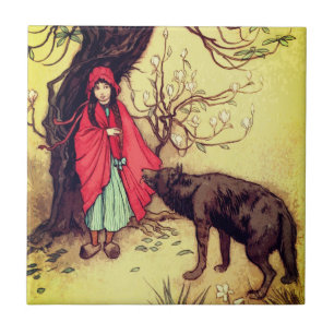 Vintage Antique Design Little Red Riding Hood Tile
