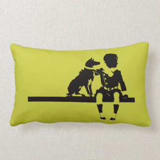 Vintage Antique Dog Child Kid Animal Graphic Bold Lumbar Pillow
