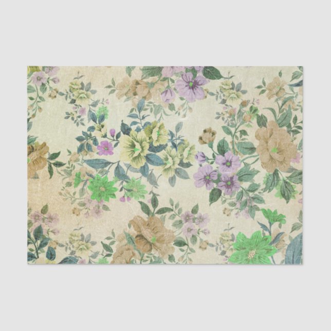 Vintage Antique Floral Decoupage Tissue Paper (Front)