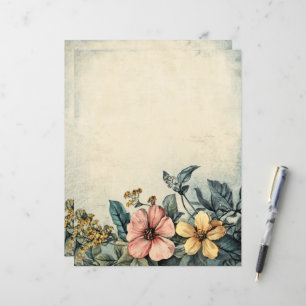 Vintage Antique Floral Junk Journal Scrapbook Pape