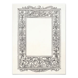 Vintage Antique Floral Mermaid Old Frame Border Photo Print