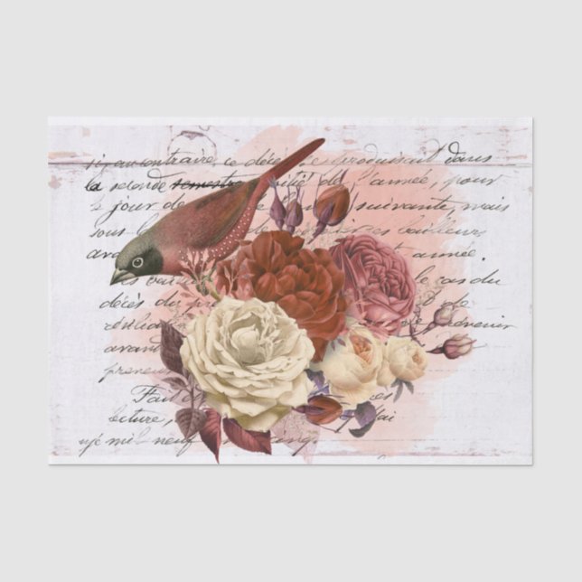 Vintage Antique Floral Tissue Paper (Front)