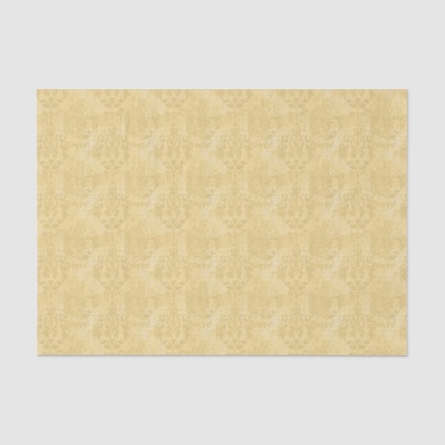 Vintage Antique Gold Damask Pattern Tissue Paper (Front)