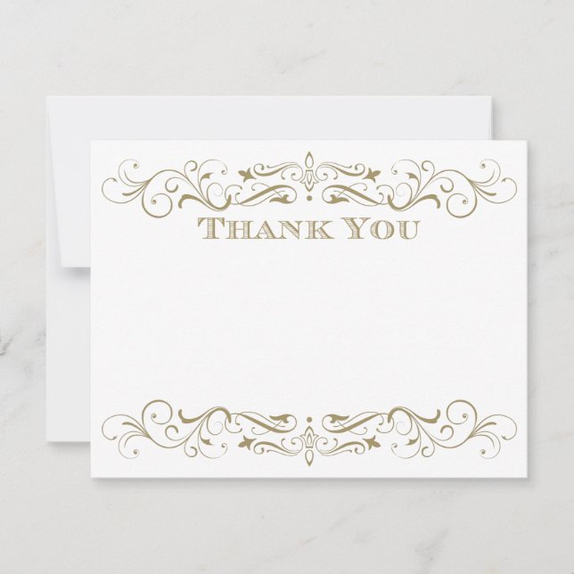 Vintage Antique Gold Flourish Wedding Card (Front)