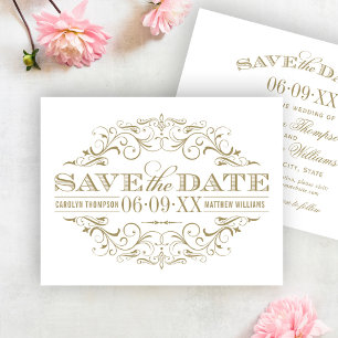 Vintage Antique Gold Flourish Wedding Save The Date