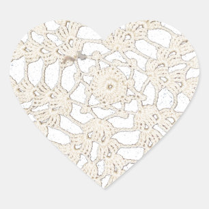 Vintage Antique Handcrafted Tatting Custom Heart Sticker