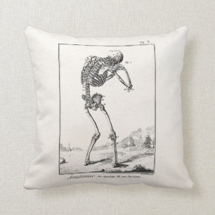 Vintage Antique Human Skeleton Medical Anatomy Throw Pillow