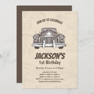 vintage, antique invitation d'anniversaire de voit