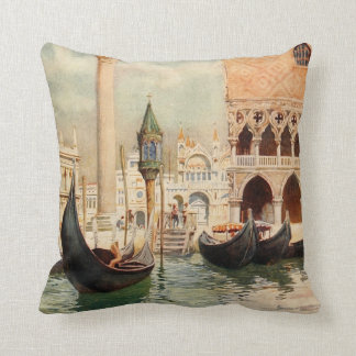 Vintage Antique Italy Venice Gondola Shrine Throw Pillow