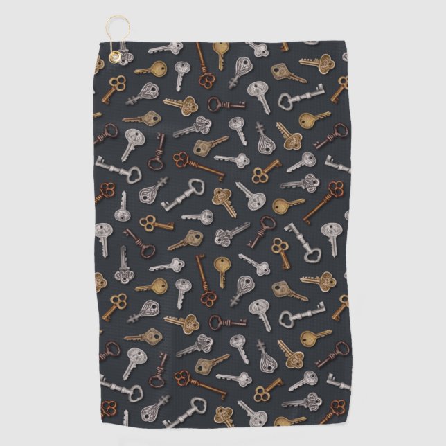 Vintage & Antique Keys Golf Towel (Front)