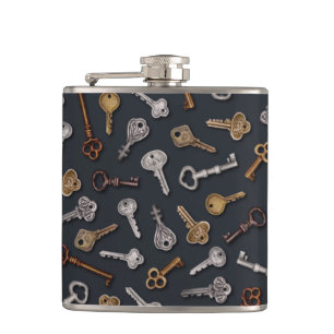 Vintage & Antique Keys Hip Flask