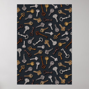Vintage & Antique Keys Poster