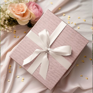 Vintage Antique Lettering Faded Pink Wrapping Paper