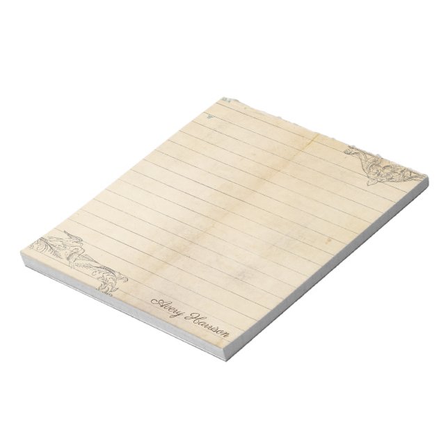Vintage Antique Lined Journal Custom Name Notepad (Rotated)