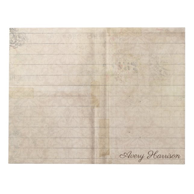 Vintage Antique Lined Journal Custom Name Notepad (Front)