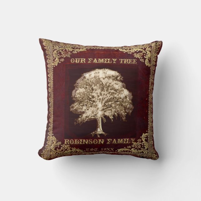 Vintage Antique Look Anniversary Personalized Throw Pillow (Front)