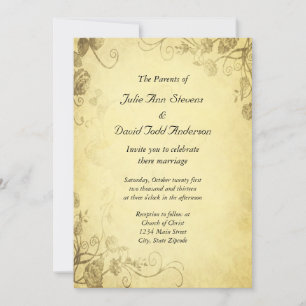 Vintage Antique Look Wedding Invitation