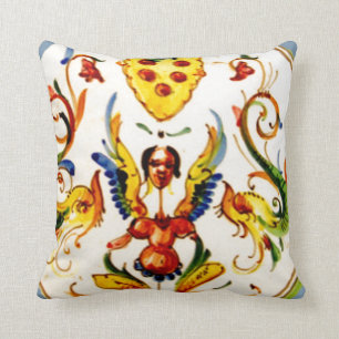 Vintage Antique Majolica Pottery Art Throw Pillow
