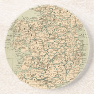 Vintage Antique Map Ireland Republic Northern Coaster