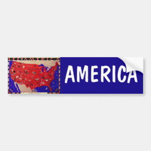 Vintage Antique Map United States of America, USA Bumper Sticker