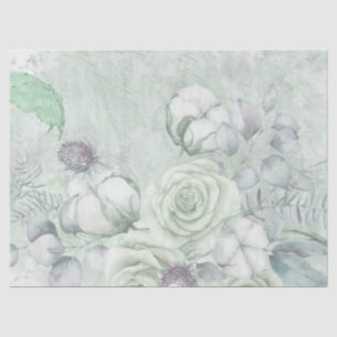 Vintage Antique Mint Cotton Rose Decoupage Tissue Paper