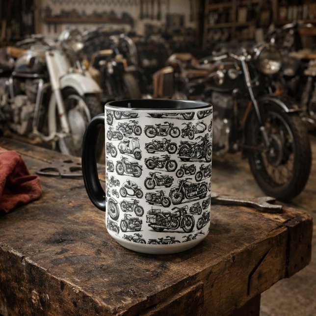 Vintage & Antique Motorcycles pattern Mug (Creator Uploaded)