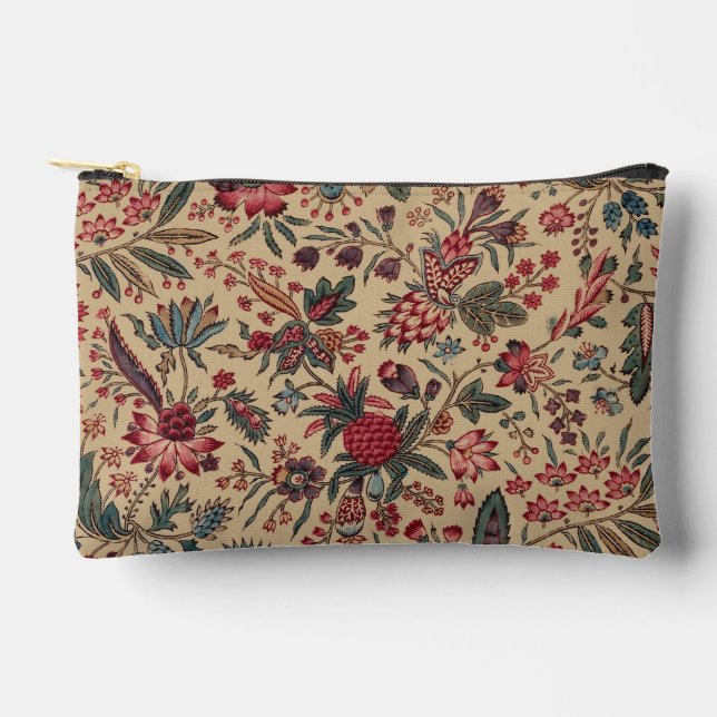 Vintage Antique Needlework Floral Furnishing Accessory Pouch (Front)