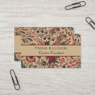Vintage Antique Needlework Floral Furnishing Business Card