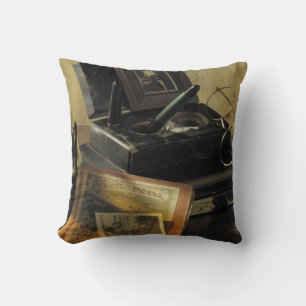 Vintage Antique Nostalgic Items from the past Throw Pillow