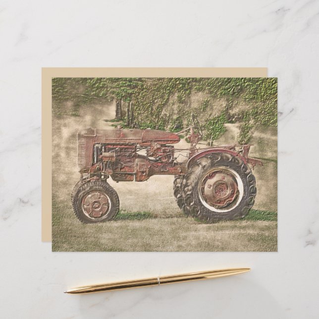 Vintage Antique Old Rustic Country Farm Tractor (Front/Back In Situ)