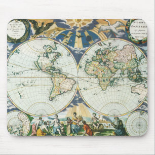 Vintage Antique Old World Map, 1666 by Pieter Goos Mouse Pad
