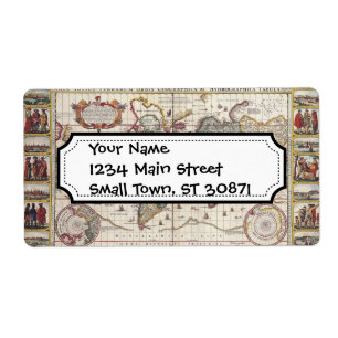 Vintage Antique Old World Map Design Faded Print