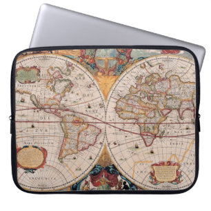 Vintage Antique Old World Map Design Faded Print Laptop Sleeve