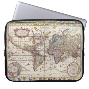 Vintage Antique Old World Map Design Faded Print Laptop Sleeve