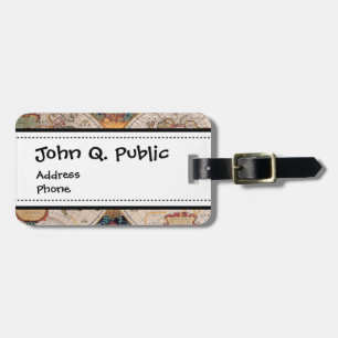 Vintage Antique Old World Map Design Faded Print Luggage Tag