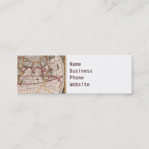 Vintage Antique Old World Map Design Faded Print Mini Business Card