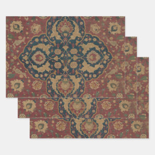 Vintage Antique Oriental Persian Red Pattern  Wrapping Paper Sheet