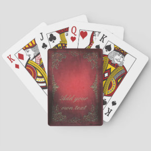 Vintage Antique Ornate Red Gold Personalised Playing Cards